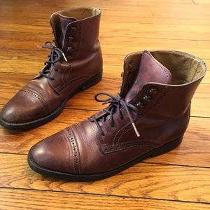 Cole Haan Vintage Wing Tip Lace Up Ankle Boots
